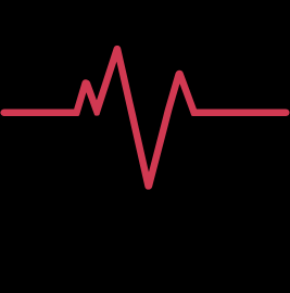 Czerwony wykres EKG na czarnym tle, przedstawiający linię życia z charakterystycznymi szczytami i spadkami.